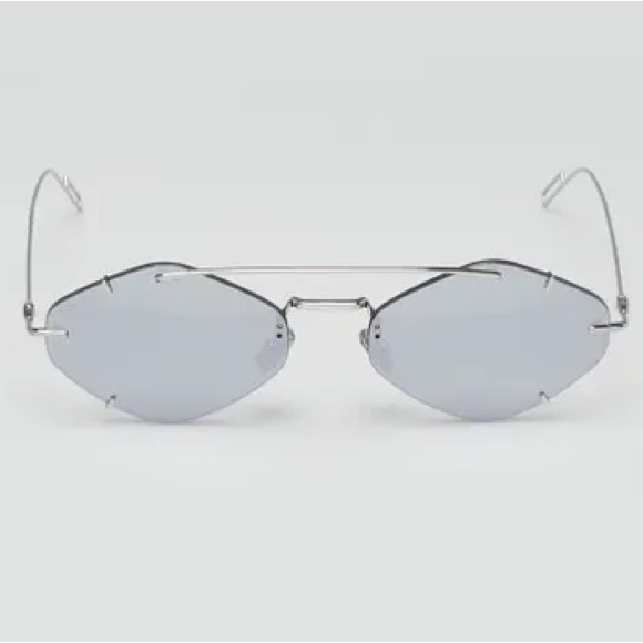 NEW DIOR DIORINCLUSION 010/0T SILVER RIMLESS GEOMETRIC SUNGLASSES - Picture 2 of 3